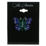 Butterfly Brooch-Pin With Crystal Accents Blue & Green Colored #LQP667