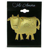 Cow Moveable Brooch-Pin Gold-Tone Color  #LQP670