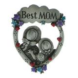 Best Mom Brooch-Pin Silver-Tone & Multi Colored #LQP676