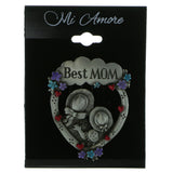Best Mom Brooch-Pin Silver-Tone & Multi Colored #LQP676