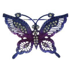 Butterfly Brooch-Pin With Crystal Accents Purple & Pink Colored #LQP681