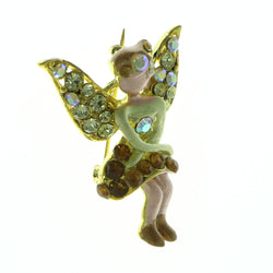Angel Brooch-Pin With Crystal Accents Gold-Tone & Multi Colored #LQP700