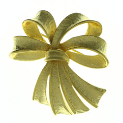 Ribbon Brooch-Pin Gold-Tone Color  #LQP705