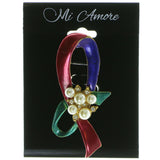 Gold-Tone & Multi Colored Metal Brooch Pin With Crystal Accents #LQP70