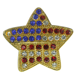Patriotic Star Brooch Pin  With Crystal Accents Gold-Tone Color #LQP71