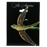 Flying Bird Brooch-Pin Gold-Tone & Multi Colored #LQP722