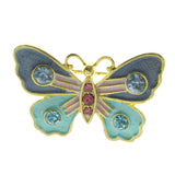 Butterfly Brooch-Pin With Crystal Accents Gold-Tone & Multi Colored #LQP735