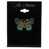 Butterfly Brooch-Pin With Crystal Accents Gold-Tone & Multi Colored #LQP735