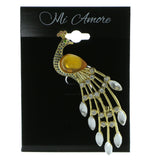 Peacock Brooch-Pin With Crystal Accents Gold-Tone & Multi Colored #LQP737