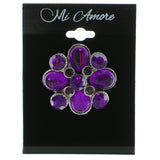 Silver-Tone & Purple Colored Metal Brooch-Pin With Crystal Accents #LQP743