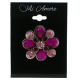 Silver-Tone & Pink Colored Metal Brooch-Pin With Crystal Accents #LQP745