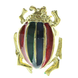 Beetle Brooch-Pin Gold-Tone & Multi Colored #LQP759