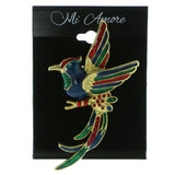 Phoenix Bird Brooch-Pin With Crystal Accents Gold-Tone & Multi Colored #LQP770