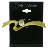 Gold-Tone & White Colored Metal Brooch-Pin With Bead Accents #LQP771