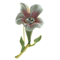 Flower Brooch-Pin With Crystal Accents Gold-Tone & Multi Colored #LQP774