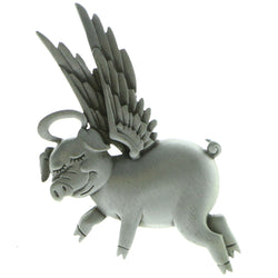 Angel Pig Brooch-Pin Silver-Tone Color  #LQP776
