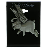 Angel Pig Brooch-Pin Silver-Tone Color  #LQP776
