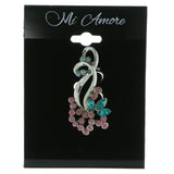 Silver-Tone & Multi Colored Metal Brooch-Pin With Crystal Accents #LQP777