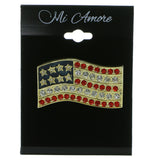American Flag Brooch-Pin With Crystal Accents Gold-Tone & Multi Colored #LQP778