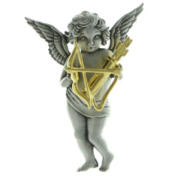 Angel With Bow & Arrow Brooch-Pin Silver-Tone & Gold-Tone Colored #LQP779