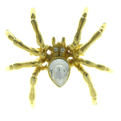 Spider Brooch-Pin With Crystal Accents  Gold-Tone Color #LQP781