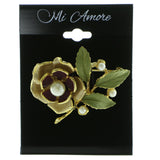 Flower Brooch-Pin With Bead Accents Gold-Tone & Multi Colored #LQP798