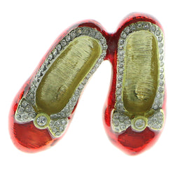 Women's Shoes Brooch-Pin With Crystal Accents Gold-Tone & Red Colored #LQP799