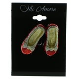 Women's Shoes Brooch-Pin With Crystal Accents Gold-Tone & Red Colored #LQP799