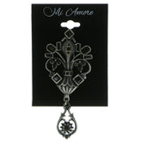 Silver & Black Colored Metal Brooch Pin With Crystal Accents #LQP79