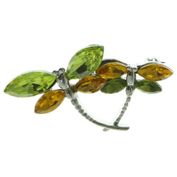 Dragonfly Brooch-Pin With Crystal Accents Silver-Tone & Multi Colored #LQP804