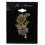 Flower Brooch-Pin With Crystal Accents Gold-Tone & Multi Colored #LQP807