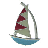 Sailboat Brooch-Pin Silver-Tone & Multi Colored #LQP810