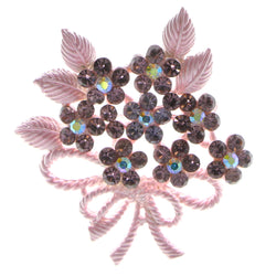 Flower Bouquet Brooch-Pin With Crystal Accents Pink & Purple Colored #LQP813
