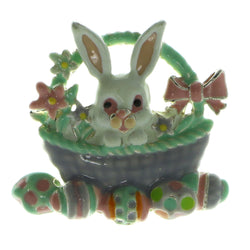 Easter Basket  Brooch-Pin Silver-Tone & Multi Colored #LQP814