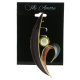 Gold-Tone & Multi Colored Metal Brooch-Pin With Bead Accents #LQP816