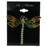 Dragonfly Brooch-Pin With Crystal Accents Gold-Tone & Multi Colored #LQP818