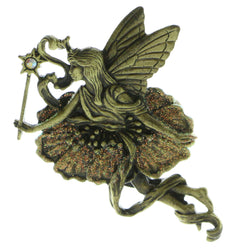 Fairy Glitter Brooch-Pin Gold-Tone Color  #LQP819