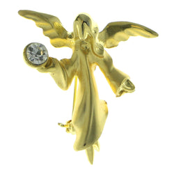 Angel Brooch-Pin With Crystal Accents  Gold-Tone Color #LQP823