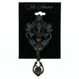 Silver & Blue Colored Metal Brooch Pin With Crystal Accents #LQP86