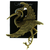 Crane AB Finish Brooch-Pin With Crystal Accents Gold-Tone & Multi Colored #LQP890