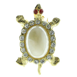Turtle Brooch-Pin With Crystal Accents Gold-Tone & Multi Colored #LQP896