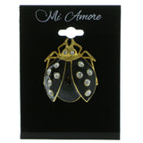 Beetle Brooch-Pin With Crystal Accents Gold-Tone & Black Colored #LQP904