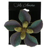 Flower Glittery Brooch-Pin With Crystal Accents Gold-Tone & Multi Colored #LQP909