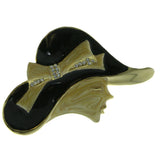 Woman's Profile Hat Brooch-Pin With Crystal Accents Gold-Tone & Black Colored #LQP913