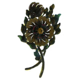 Flower Brooch-Pin With Faceted Accents Bronze-Tone & White Colored #LQP915