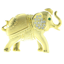 Elephants Brooch-Pin With Crystal Accents  Gold-Tone Color #LQP917