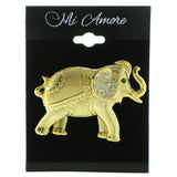 Elephants Brooch-Pin With Crystal Accents  Gold-Tone Color #LQP917