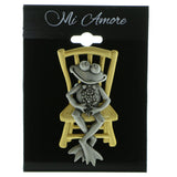 Frog  Chair Brooch-Pin Gold-Tone & Silver-Tone Colored #LQP918