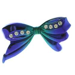 Bow Brooch-Pin With Crystal Accents Blue & Green Colored #LQP919