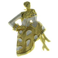 Woman Dress Brooch-Pin Gold-Tone & White Colored #LQP921